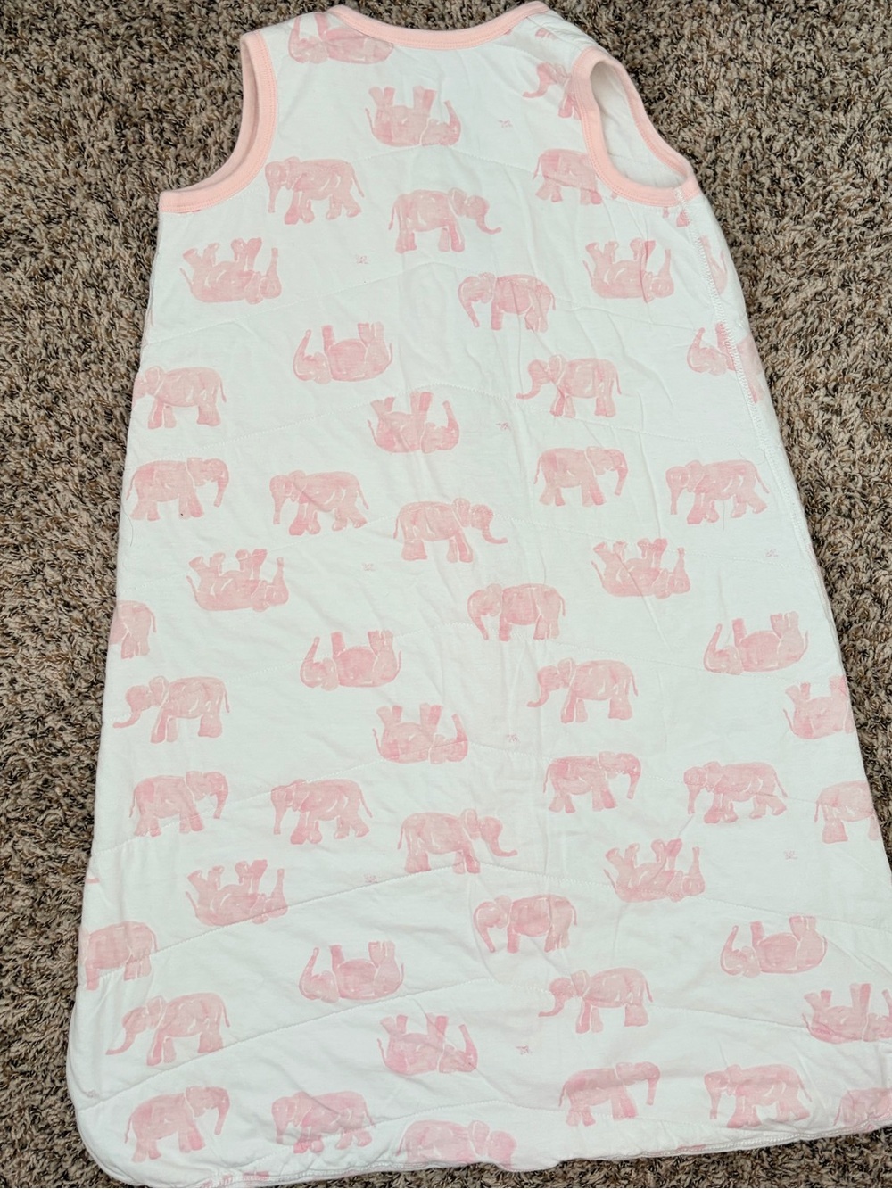 Burt's Bees White Sleep Sack with Pink Elephant Print - Picture 2 of 8